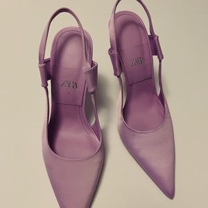 ZARA Lilac Satin Slingback Heel Size 41